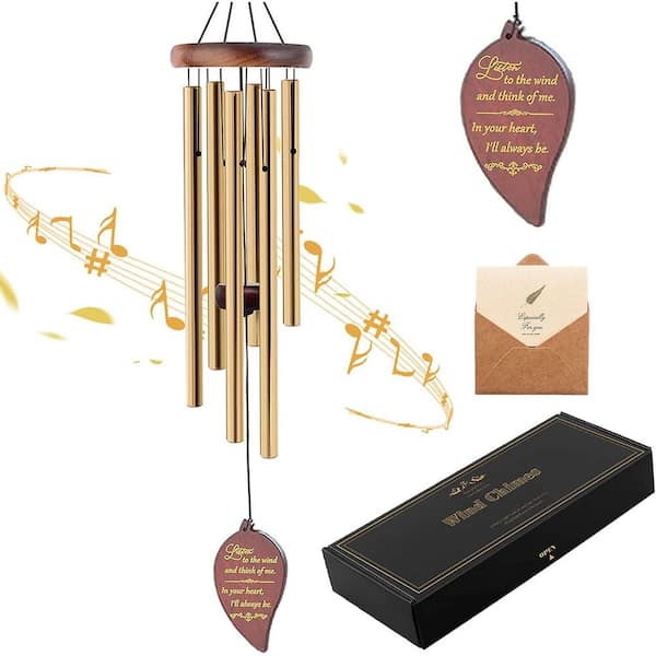 30-Inch Wooden Memorial Wind Chime with Leaf Design for Sympathy and Remembrance