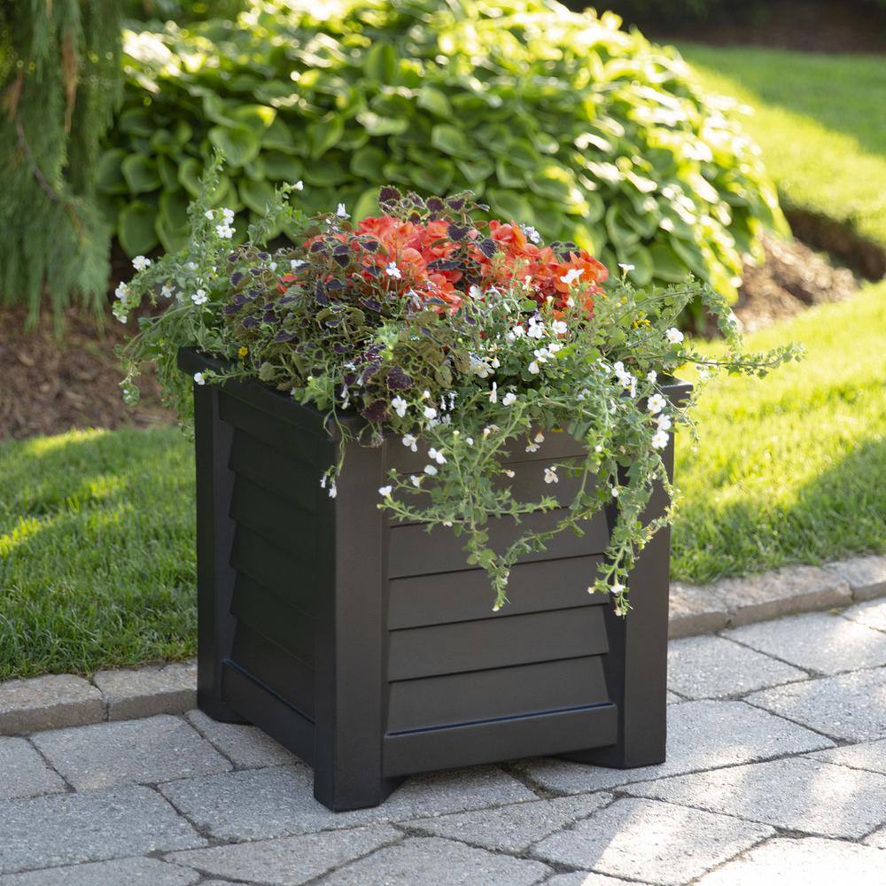 Espresso Square Resin Self-Watering Planter with Sub-Irrigation