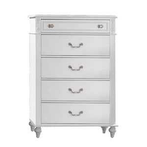 17 in. White 5-Drawer Wooden Chest of Drawers