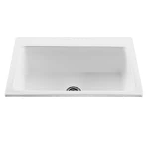 Reflection Undermount/Drop-In Acrylic 33 in. Single Bowl Kitchen Sink in White