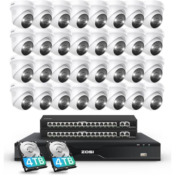 32-Channel 4K UHD 8TB POE NVR Home Security Camera System with 32 Wired 8MP Commercial Outdoor Dome IP Cameras