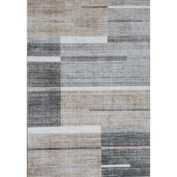 4 ft. x 6 ft. Gray and Brown Abstract Area Rug