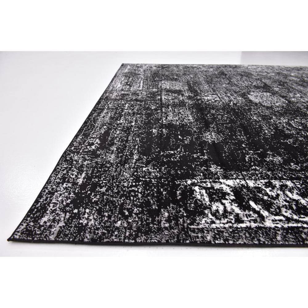 Sofia Collection Black and Ivory 6' Square Synthetic Area Rug