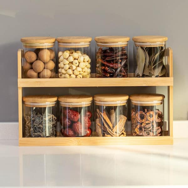 Versatile 2-Tier Bamboo Spice Rack and Pantry Organizer with