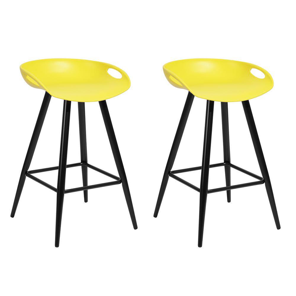 Homy Casa Fiyan 24 in. Mustard Yellow Backless Metal Counter Stool with