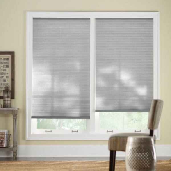 Home Decorators Collection 21.5 in. W x 48 in. L Misty Gray Cordless Light Filtering Horizontal Cellular Shade