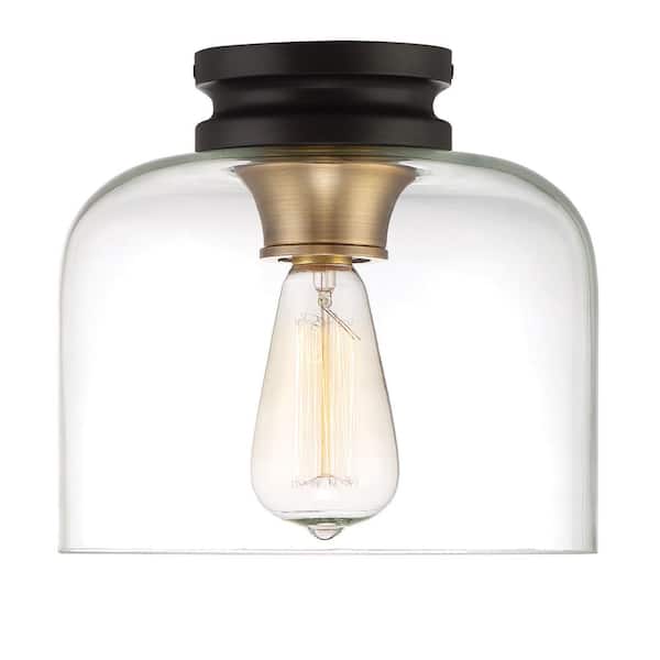 Ezra 9 in. Transitional Vintage Bronze Medium-Base (E26) Bulb Flush Mount for Kitchens