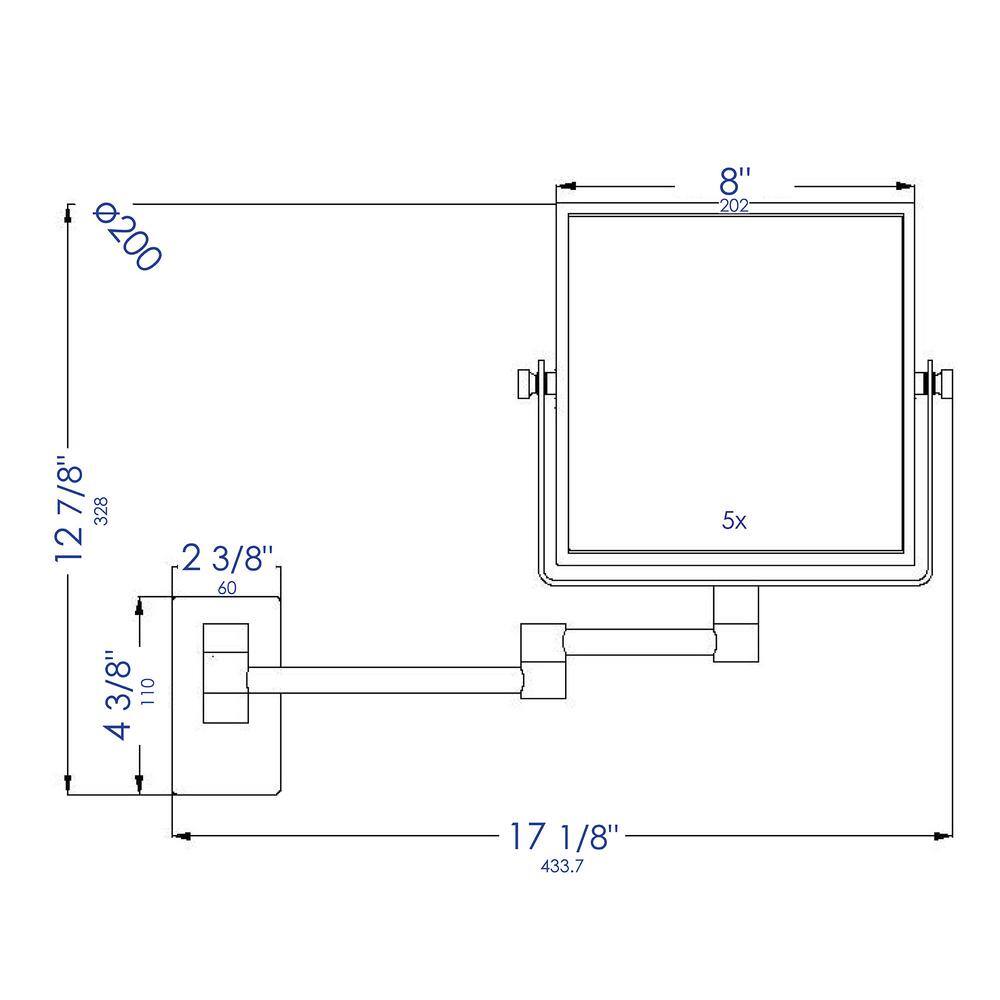 Polished Chrome 8" Square Wall-Mounted Dual Magnification Mirror