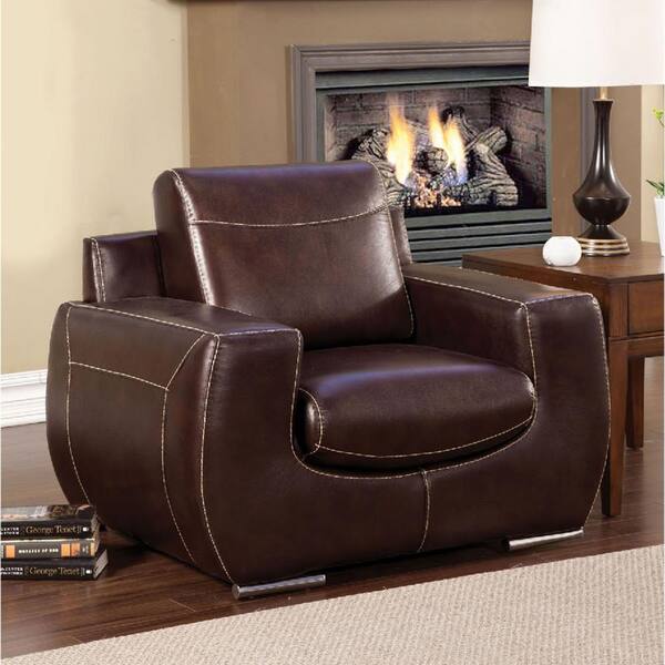 Furniture of America Tekir Bonded Leather Chair in Dark Chocolate