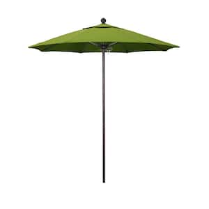 7.5 ft. Bronze Aluminum Commercial Market Patio Umbrella with Fiberglass Ribs and Push Lift in Macaw Sunbrella