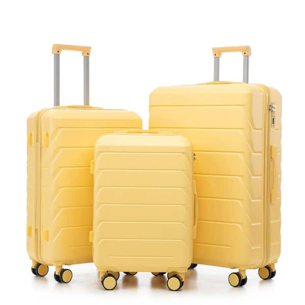 3-Piece Yellow ABS Hardside Spinner Wheel Luggage Set with Combination Lock (20/24/28 inch)