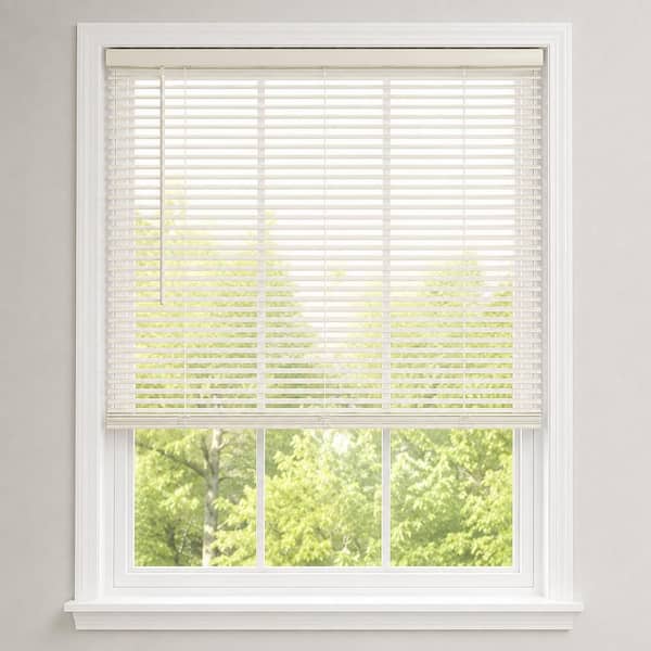 Cordless Vinyl Mini Blinds, Light FIltering, 1 in. Slats, Alabaster, 41 in. W x 84 in. L