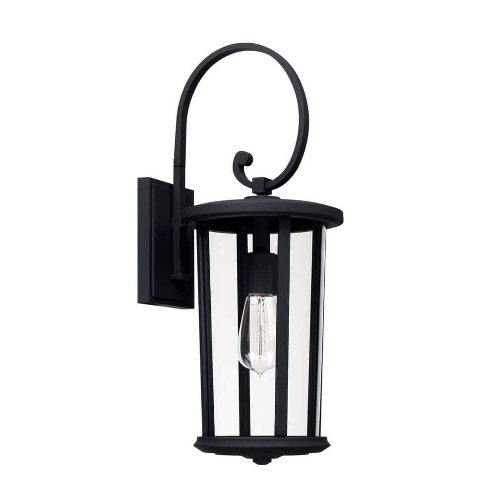 Howell 8 in. W x 21 in. H 1-Light Clear Glass Outdoor Wall Lantern in Black price history on PriceWatchPro