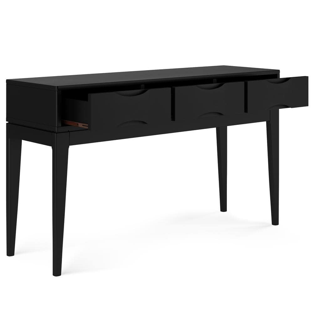 Harper Transitional Solid Hardwood Console with Storage in Black