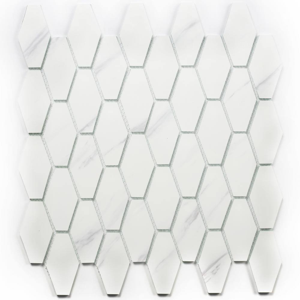 Nature Carrara White 12 in. x 12 in. Hexagon Marble Look Glass Mosaic Wall Tile (11 sq.ft./Case) price history on PriceWatchPro