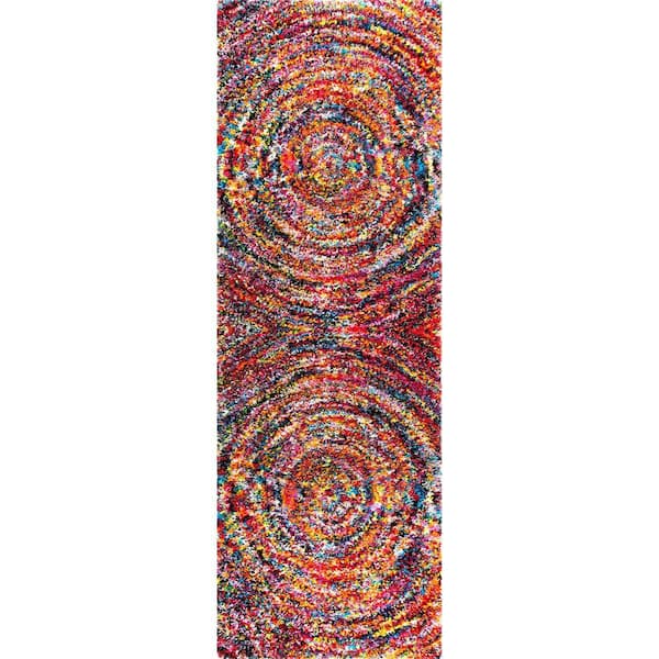 nuLOOM Ardelle Swirl Shag Multi 2 ft. 6 in. x 6 ft. Indoor Runner Rug