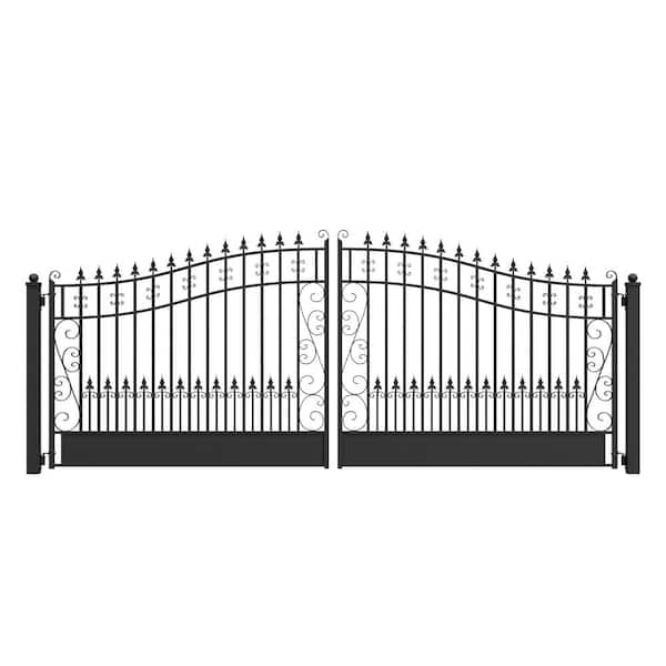ALEKO Venice Style 16 ft. x 6 ft. Black Steel Dual Driveway Fence Gate
