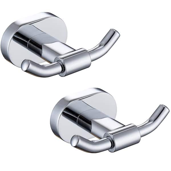 ruiling 2-Pack Wall Mounted Double Robe/Towel Hook in Stainless