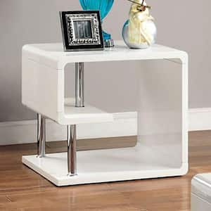 Farlowe 23.63 in. White Square Wood End Table