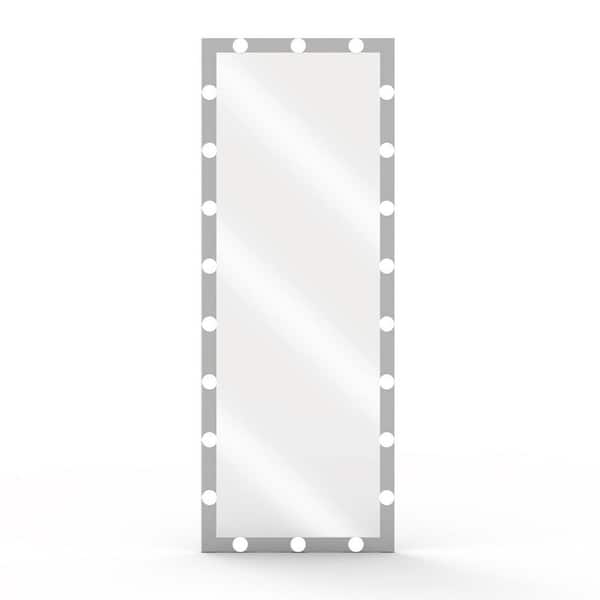 Seafuloy Silver 24 in. W x 63 in. HHollywood Rectangle Full-Length LED Floor Mirror with 3 Light Modes, Wall/Standing Mount
