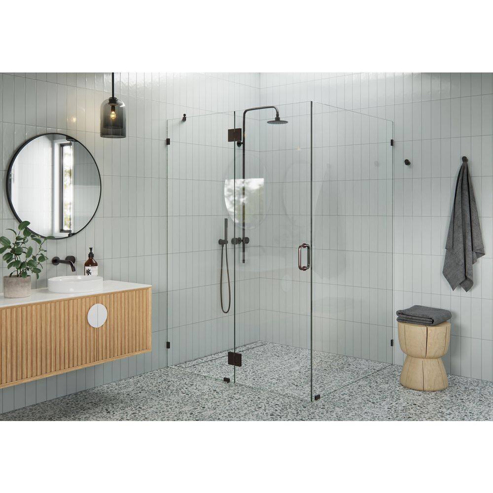 52 in. W x 48 in. D x 78 in. H Pivot Frameless Corner Shower Enclosure in Oil Rubbed Bronze Finish with Clear Glass price history on PriceWatchPro