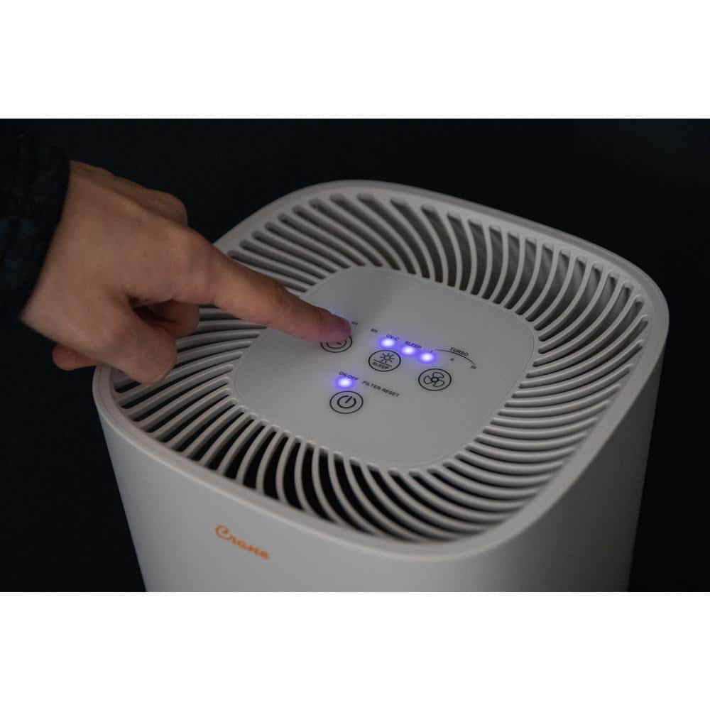 Crane White True HEPA Filter Tower Air Purifier