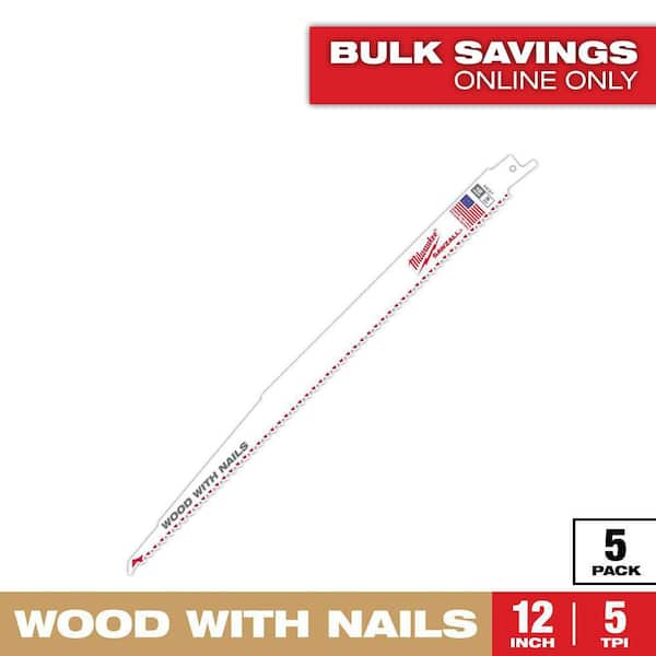12 in. 5 TPI Thin Kerf Wood Cutting SAWZALL Reciprocating Saw Blades (5-Pack)