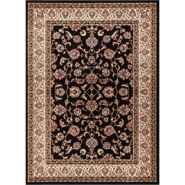 Barclay Sarouk Black 4 ft. x 5 ft. Traditional Floral Area Rug