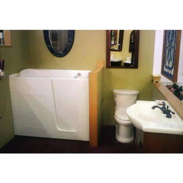 52'' x 30'' White Fiberglass Walk-In Soaking Tub