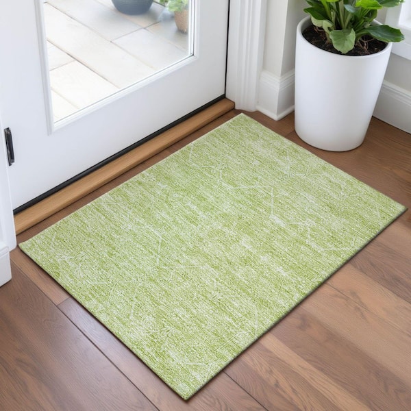 Mayfield Premium Machine Washable Abstract AMF1224 Mint 2 ft. x 3 ft. Area Rug