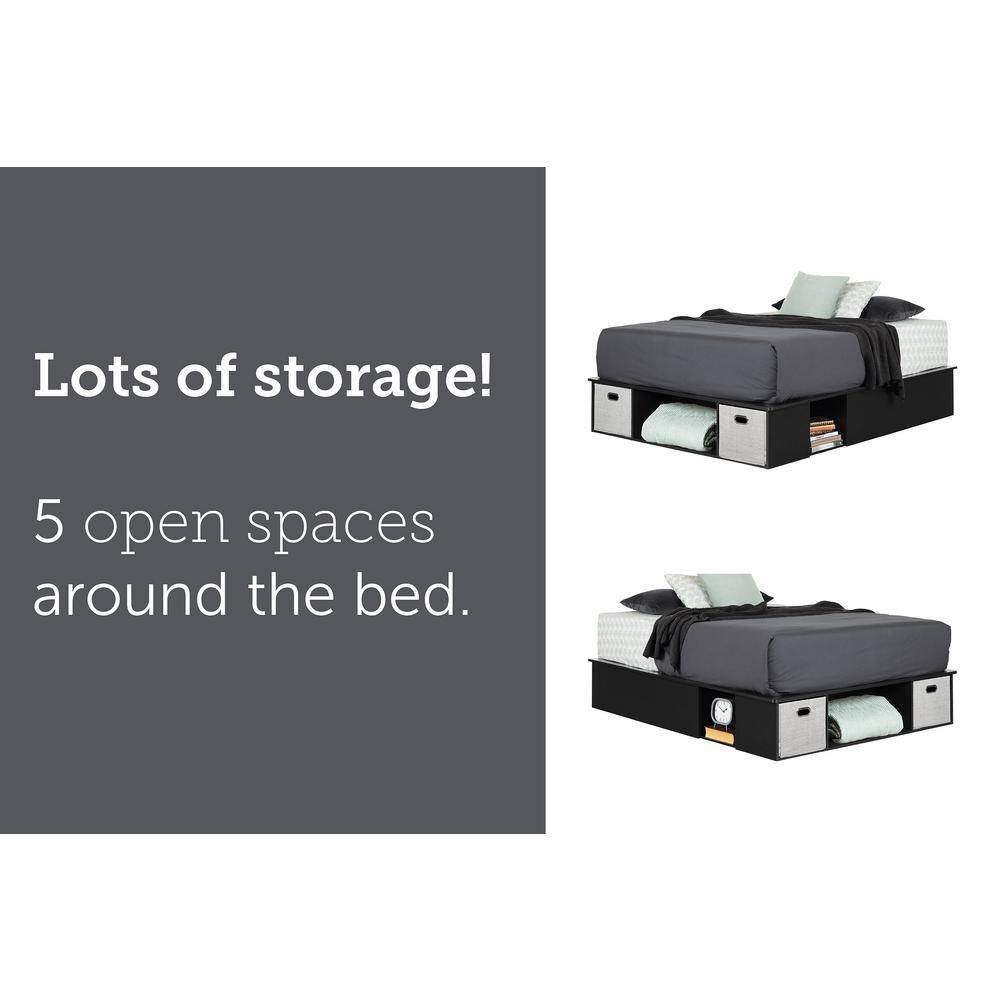 Black Queen Upholstered Storage Bed with Drawers