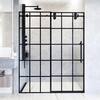 VIGO Elan 56 to 60 in. W x 74 in. H Sliding Frameless Shower Door in Matte Black with 3/8 in. (10mm) Clear Grid Glass VG6041MBGCL6074