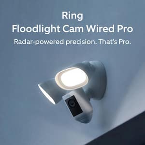 Floodlight Cam Pro Wired Security Camera with 2K Video, Ring Vision, 2 LED Lights, and 3D Motion Detection – White