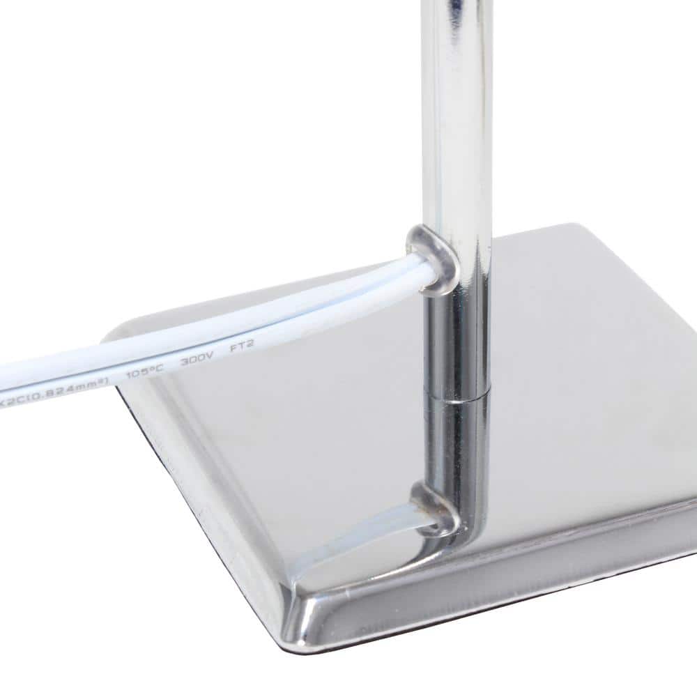 Mini Chrome Table Lamp with White Squared Fabric Shade