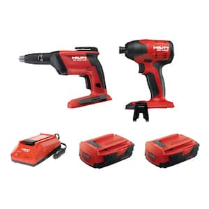 Li-ion 22-Volt 2-Tool Cordless Brushless Combo Kit w/Impact Driver, Drywall Screwdriver, 2.6ah Batteries and Charger