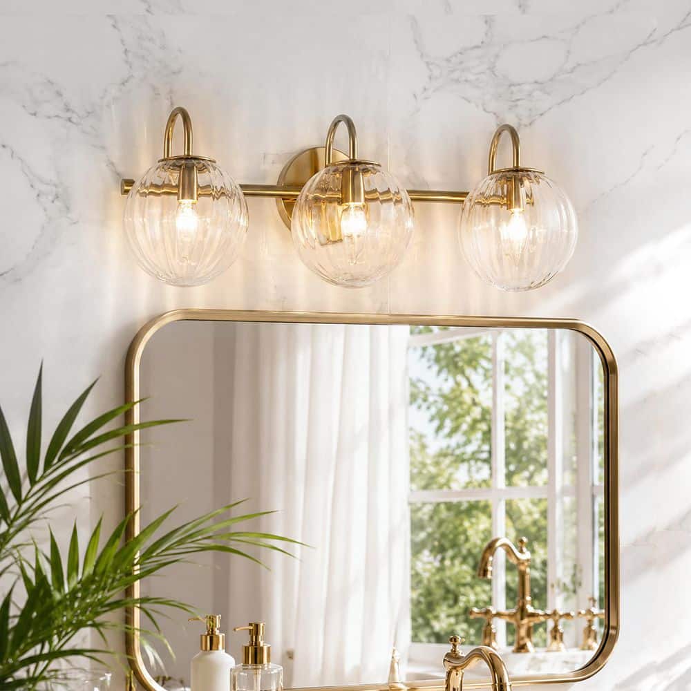 LLHZSY Miraletto 22.64 in. 3-Light Brass Bathroom Vanity Light