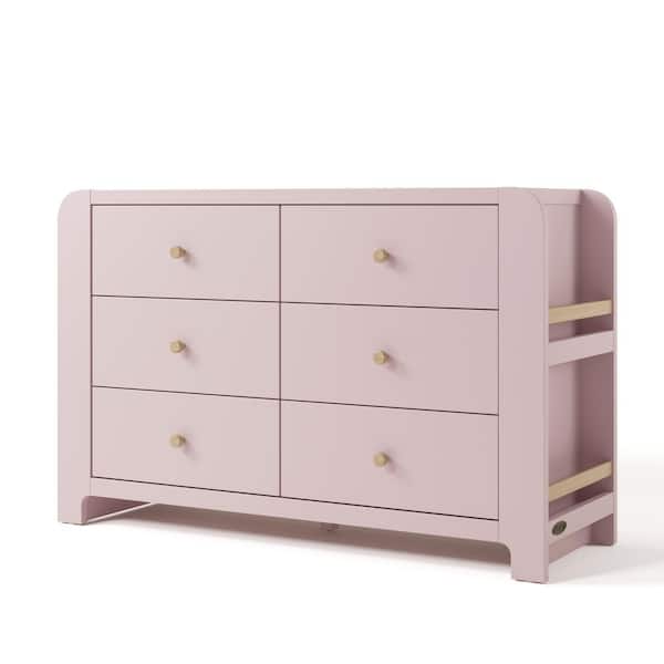 Read-with-Me Blush with Driftwood 6 Drawer 52.01 in. Wide Dresser