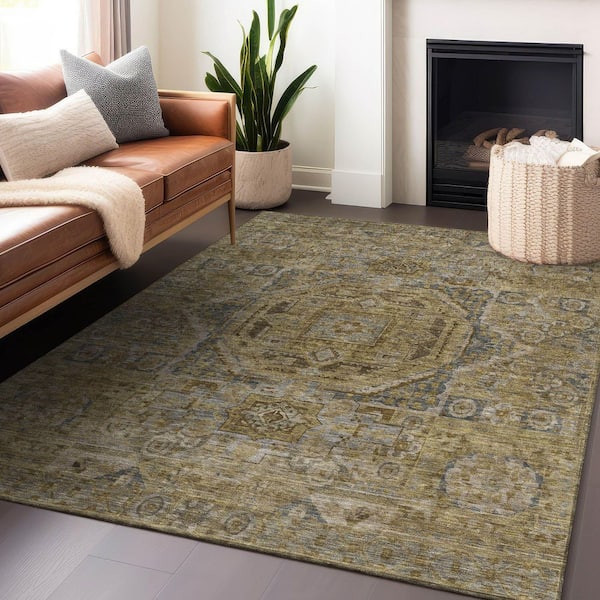 Chantille Machine Washable Indoor/Outdoor Abstract ACN1743 Brown 9 ft. x 12 ft. Area Rug