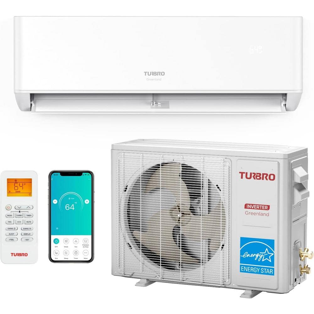 TURBRO 12,000 BTU White Ductless Mini Split AC with Heat Pump