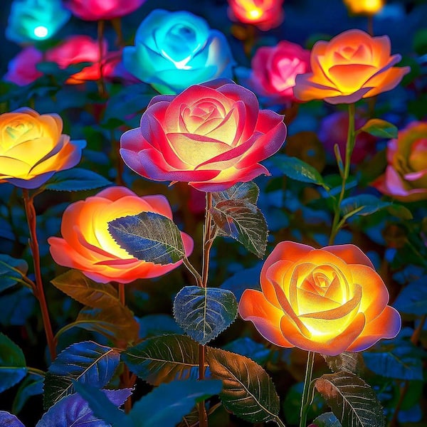Solar Garden Lights with 20 Rose Flowersr, 4-Pack L0CS3H5J3H - The