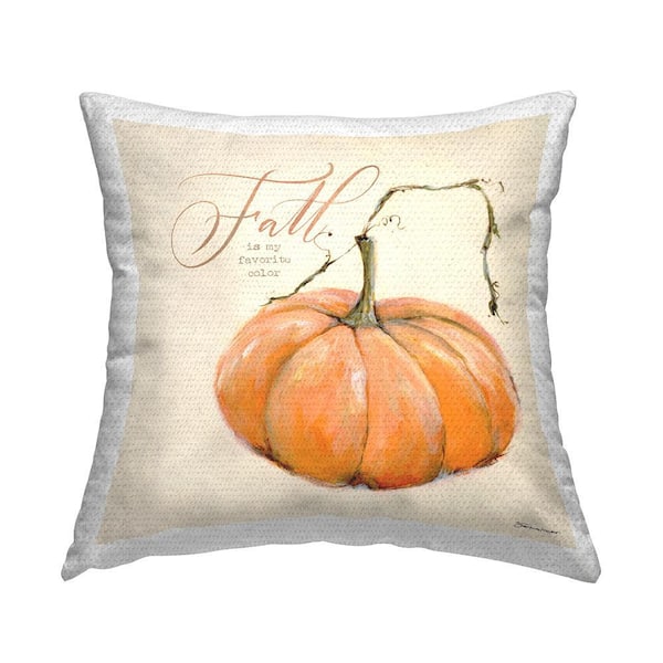 Fall Is My Favorite Color Orange Pumpkin Seasonal Word Design Orange Square Outdoor Throw Pillow