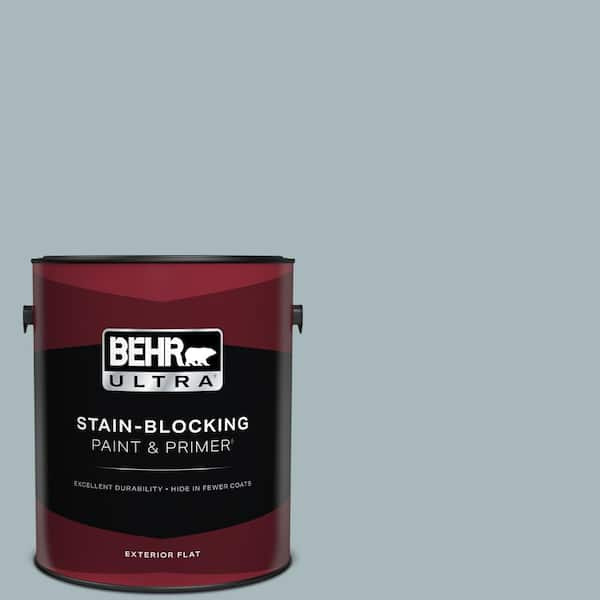 BEHR ULTRA 1 gal. #N470-3 Half Sea Fog Flat Exterior Paint & Primer