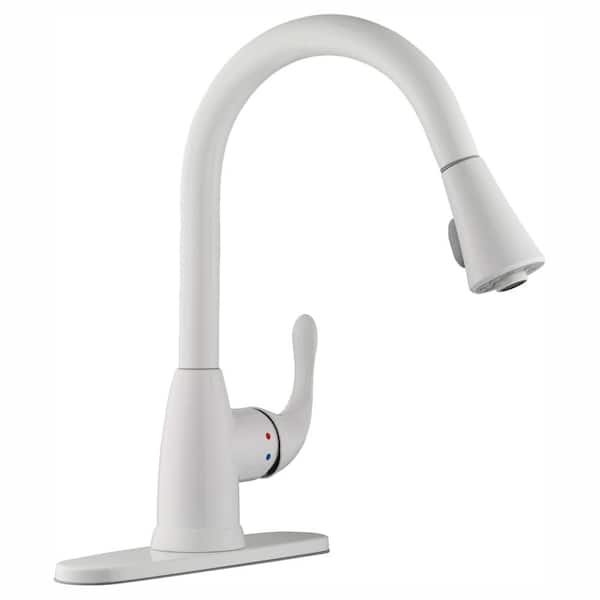 Glacier Bay Market Single-Handle Pull-Down Sprayer Kitchen Faucet With TurboSpray and FastMount in White