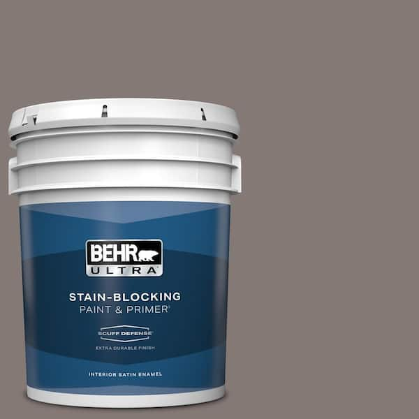 BEHR ULTRA 5 gal. #N140-5 Complex Gray Extra Durable Satin Enamel Interior Paint & Primer