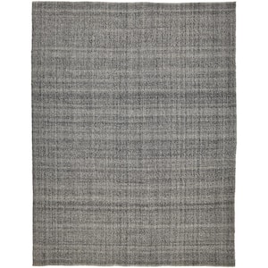 9 X 12 Gray and Ivory Solid Color Area Rug