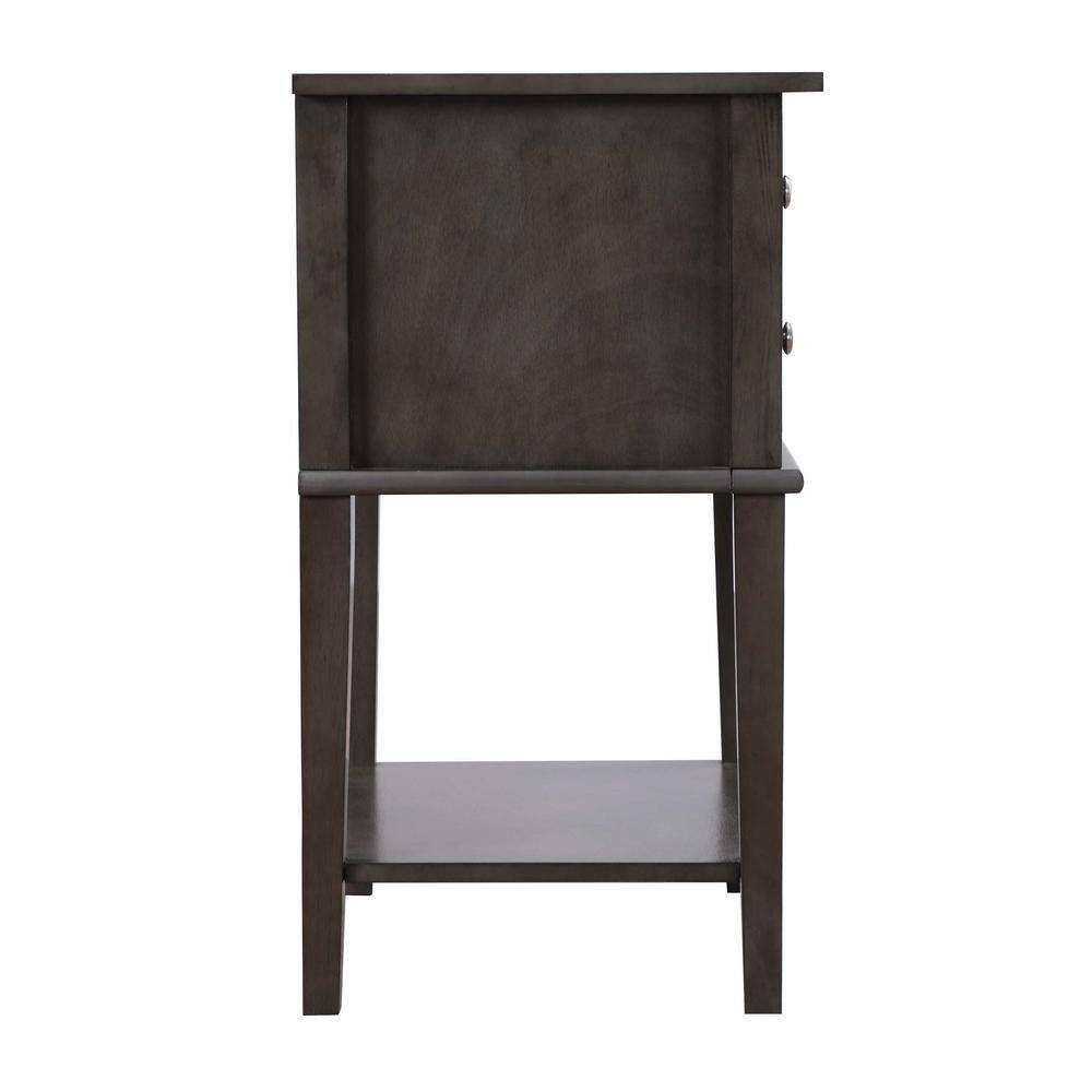 Newton Gray 2-Drawer Solid Wood Nightstand with Open Shelf