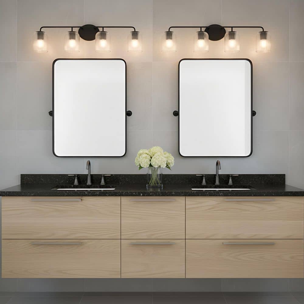 Eisele 33.75 in. W x 8.5 in. H 4-Light Midnight Black Dimmable Bathroom Vanity Light with No Bulbs Included price history on PriceWatchPro