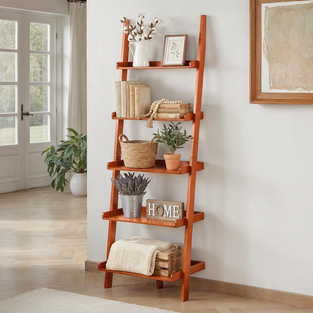 ハギさま専用　JSF_CHINON Ladder Shelf Convenience Concepts 72 in. Cherry Wood 5-shelf Ladder Bookcase