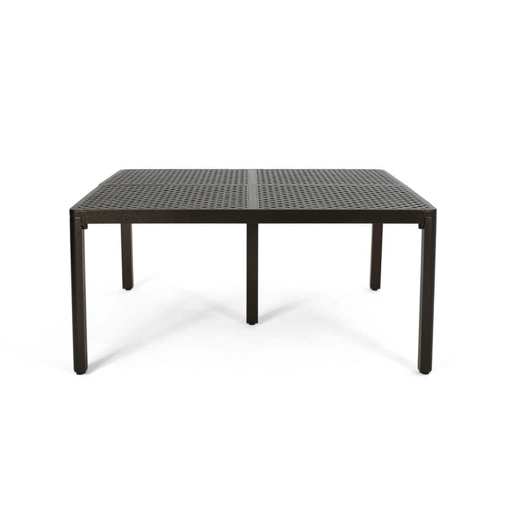 Antique Gloss Black Cast Aluminum Square Dining Table for 8