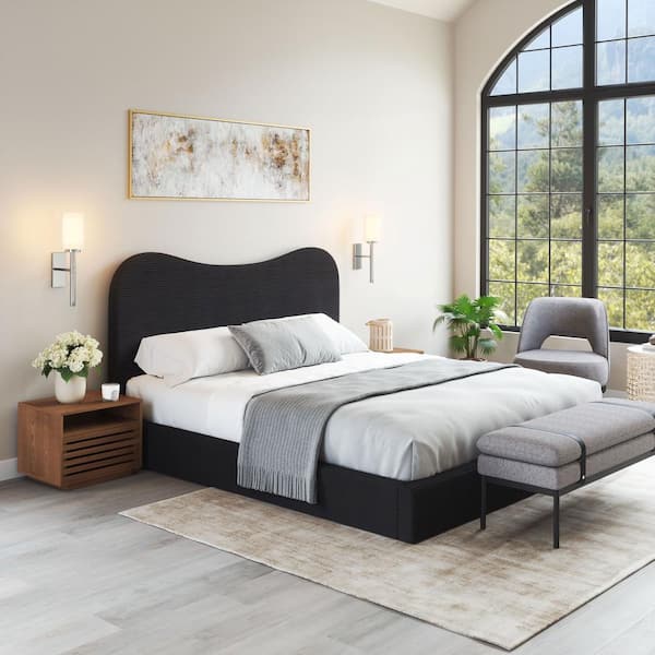 Sele Black Rubberwood Frame King Platform Bed